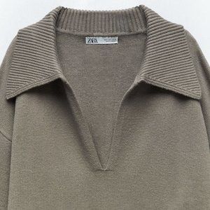 Zara | Sweaters | Zara Polo Collar Knit 